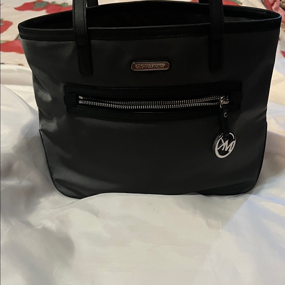 Michael Kors Black Nylon Tote with Silver Accents